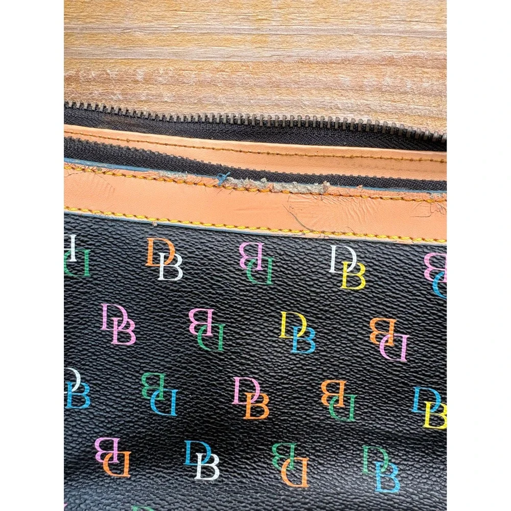 Dooney & Bourke Multi-Color Monogram Black Coated Canvas Shoulder Bag Y2K Bag